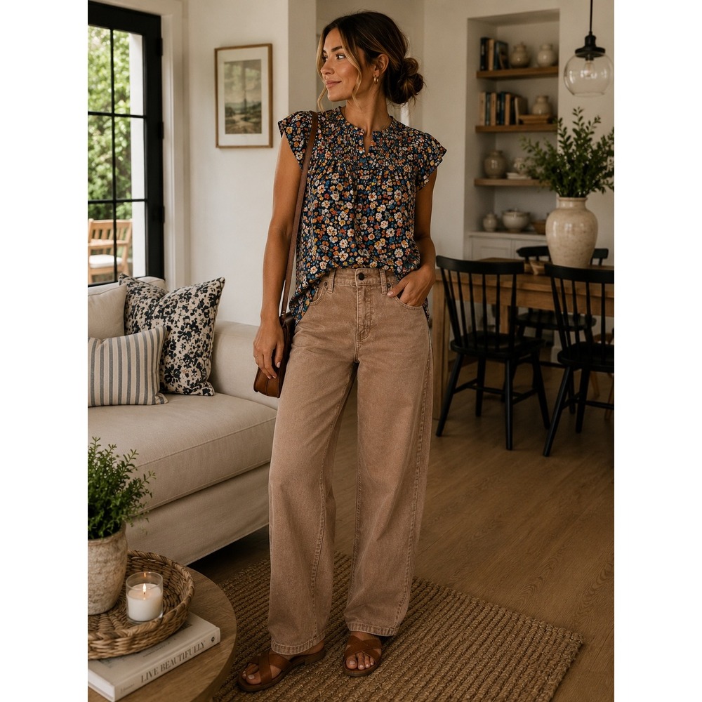Talbots High Rise Straight Leg Corduroy Pants Camel Tan Size 2 5-Pocket Trousers
